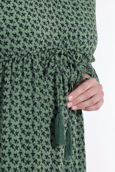 Ulla Popken 847798 Robe mi-longue trapèze à col V Vert foncé - Robes midi - Robes mi-longues pour femmes rondes