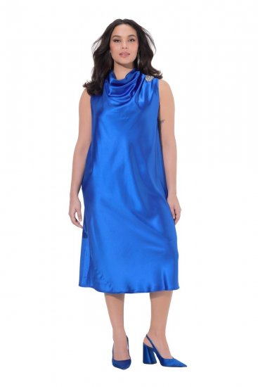 Ulla Popken 847862 Robe en satin Bleu roi - Robes d'été - Robes légères d'été en grande taille