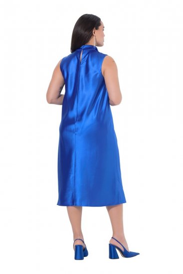 Ulla Popken 847862 Robe en satin Bleu roi - Robes d'été - Robes légères d'été en grande taille