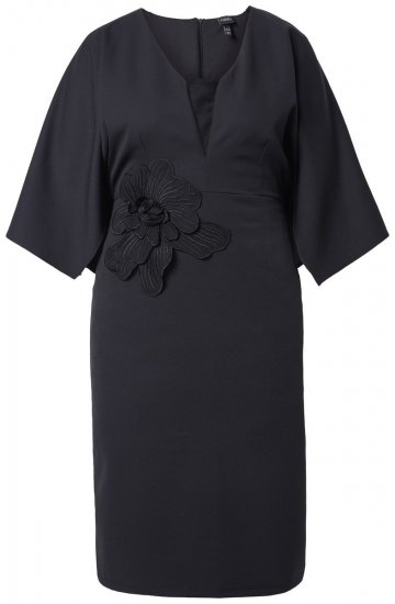 Ulla Popken 847909 Robe mi-longue fleurie Noir - Robes midi - Robes mi-longues pour femmes rondes
