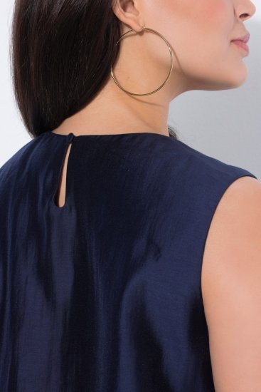 Ulla Popken 847918 Robe en mousseline fleurie Bleu marine - Robes midi - Robes mi-longues pour femmes rondes
