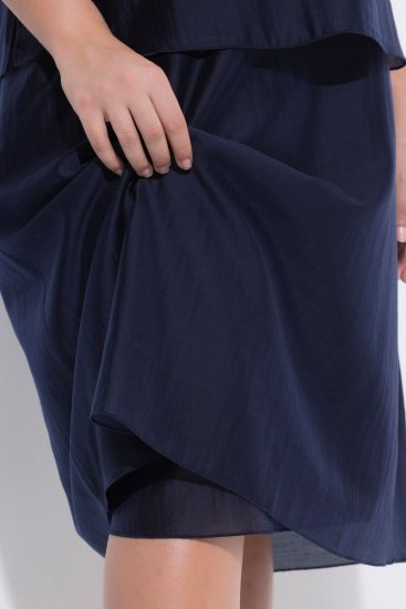 Ulla Popken 847918 Robe en mousseline fleurie Bleu marine - Robes midi - Robes mi-longues pour femmes rondes
