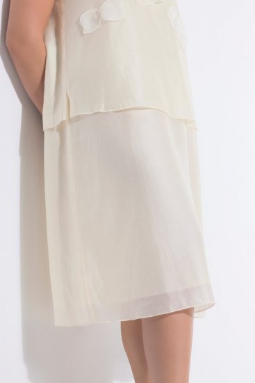 Ulla Popken 847918 Robe en mousseline fleurie Blanc cassé - Robes d'été - Robes légères d'été en grande taille