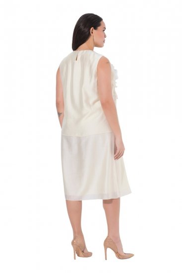 Ulla Popken 847918 Robe en mousseline fleurie Blanc cassé - Robes d'été - Robes légères d'été en grande taille