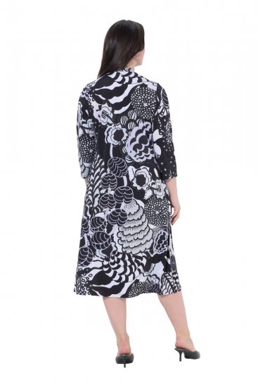 Ulla Popken 847972 Robe en maille fleurie Blanc - Robes en maille - 
