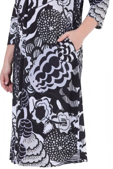 Ulla Popken 847972 Robe en maille fleurie Blanc - Robes en maille - 