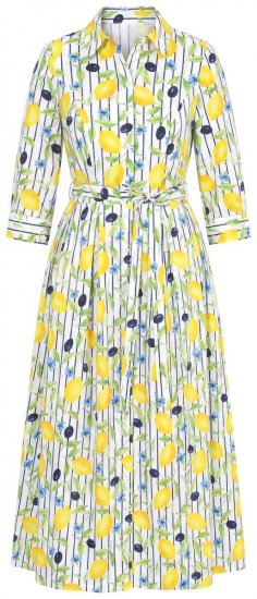 Ulla Popken 848081 Robe chemise rayée Blanc - Robes maxi - Robes longues pour femmes rondes