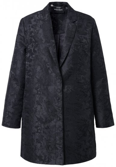 Ulla Popken 848099 Blazer fleuri en jacquard à boutonnage caché Noir - Blazers - Vestes blazer pour femme, grandes tailles