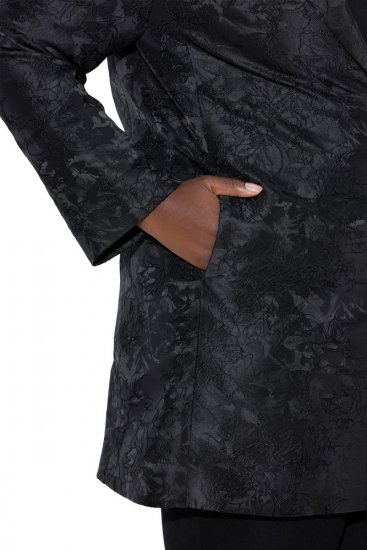 Ulla Popken 848099 Blazer fleuri en jacquard à boutonnage caché Noir - Blazers - Vestes blazer pour femme, grandes tailles