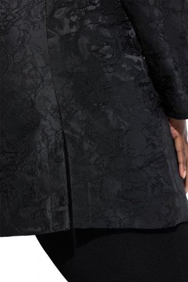Ulla Popken 848099 Blazer fleuri en jacquard à boutonnage caché Noir - Blazers - Vestes blazer pour femme, grandes tailles