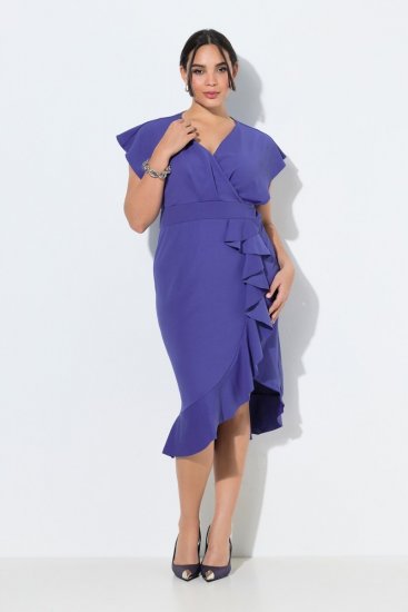 Ulla Popken 848120 Robe à volants Lilas - Robes de soirée - Robes de soirée en grandes tailles