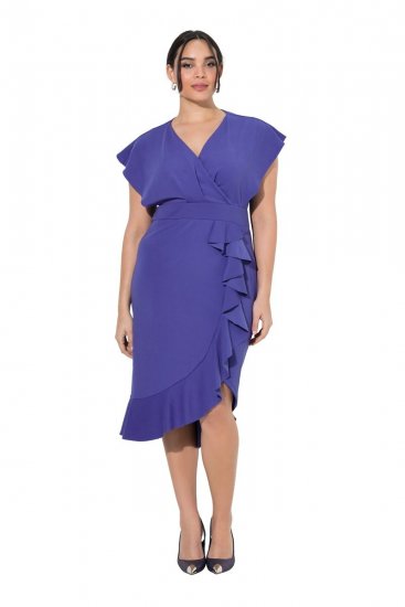 Ulla Popken 848120 Robe à volants Lilas - Robes de soirée - Robes de soirée en grandes tailles