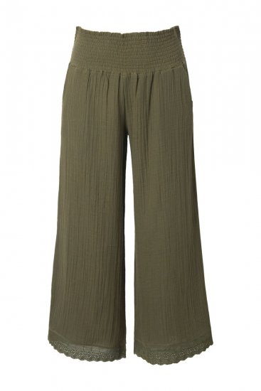 Ulla Popken 848131 Pyjama en dentelle Vert olive - Pyjamas/vêtements de détente - 