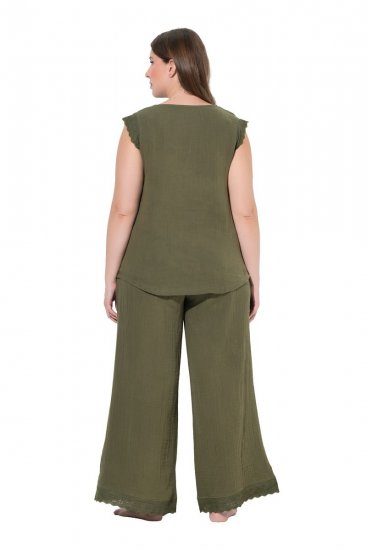 Ulla Popken 848131 Pyjama en dentelle Vert olive - Pyjamas/vêtements de détente - 