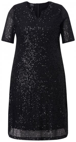 Ulla Popken 848140 Robe à sequins Noir - Robes de soirée - Robes de soirée en grandes tailles