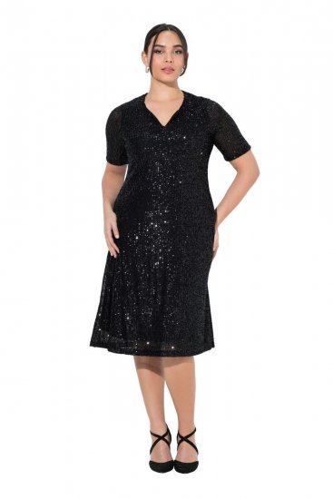 Ulla Popken 848140 Robe à sequins Noir - Robes de soirée - Robes de soirée en grandes tailles