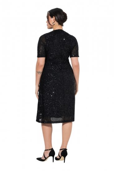 Ulla Popken 848140 Robe à sequins Noir - Robes de soirée - Robes de soirée en grandes tailles
