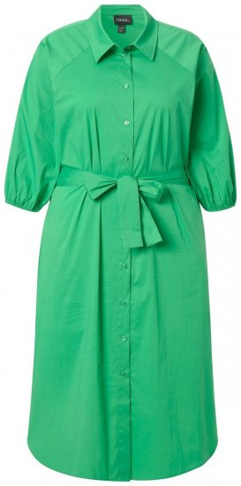 Ulla Popken 848159 Robe chemise à ceinture à nouer Vert - Robes midi - Robes mi-longues pour femmes rondes
