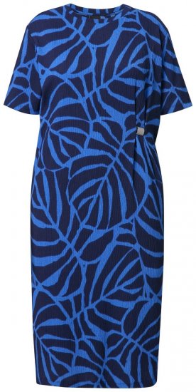 Ulla Popken 848162 Robe mi-longue imprimée Bleu marine - Robes midi - Robes mi-longues pour femmes rondes