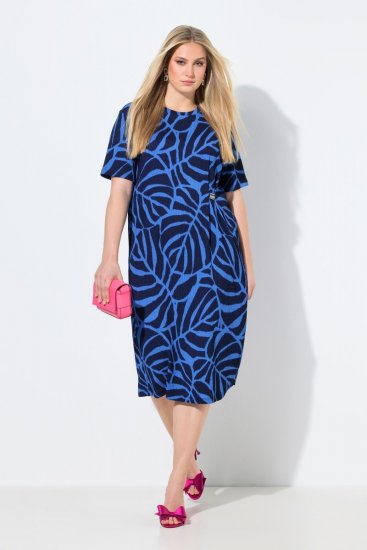 Ulla Popken 848162 Robe mi-longue imprimée Bleu marine - Robes midi - Robes mi-longues pour femmes rondes