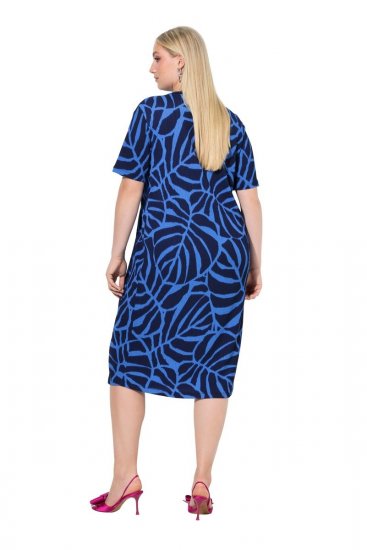Ulla Popken 848162 Robe mi-longue imprimée Bleu marine - Robes midi - Robes mi-longues pour femmes rondes