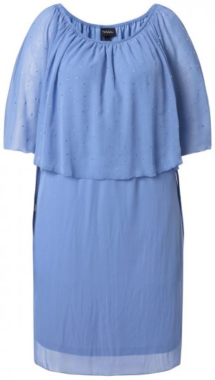 Ulla Popken 848169 Robe en mousseline trapèze Bleu clair - Robes midi - Robes mi-longues pour femmes rondes
