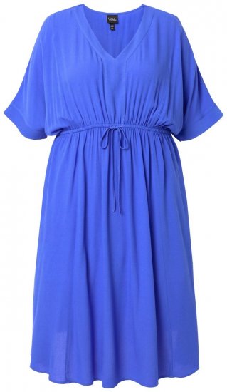 Ulla Popken 848224 Robe longue à manches courtes et col V Bleu - Robes maxi - Robes longues pour femmes rondes