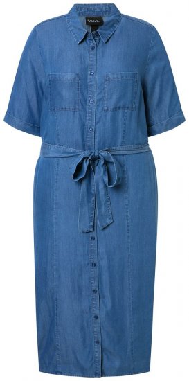 Ulla Popken 848491 Robe chemise Bleu denim - Robes midi - Robes mi-longues pour femmes rondes