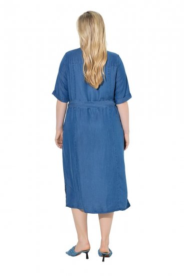 Ulla Popken 848491 Robe chemise Bleu denim - Robes midi - Robes mi-longues pour femmes rondes