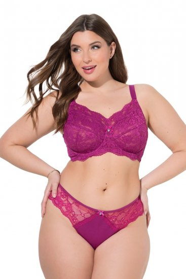 Ulla Popken 848522 Strings en dentelle lot de 3 Violet foncé - Culottes - 