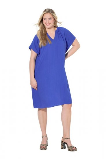 Ulla Popken 848526 Robe en lin mélangé à poches Bleu - Robes d'été - Robes légères d'été en grande taille