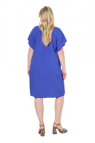 Ulla Popken 848526 Robe en lin mélangé à poches Bleu - Robes d'été - Robes légères d'été en grande taille