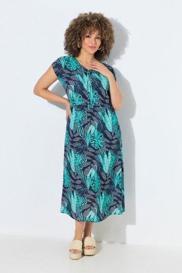 Ulla Popken 848696 Robe imprimée Bleu marine - Robes d'été - Robes légères d'été en grande taille