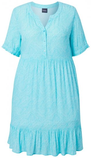 Ulla Popken 848724 Robe imprimée à volants Turquoise - Robes - Des robes dans toutes les tailles