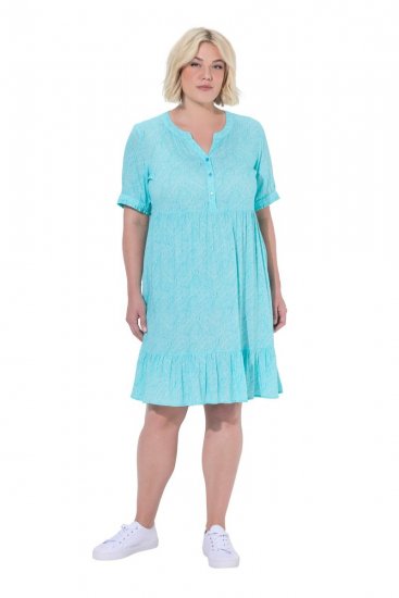 Ulla Popken 848724 Robe imprimée à volants Turquoise - Robes - Des robes dans toutes les tailles