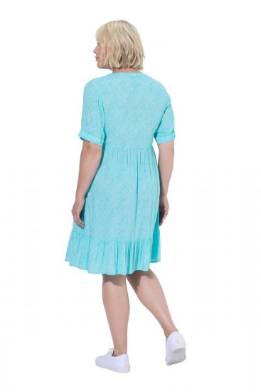 Ulla Popken 848724 Robe imprimée à volants Turquoise - Robes - Des robes dans toutes les tailles