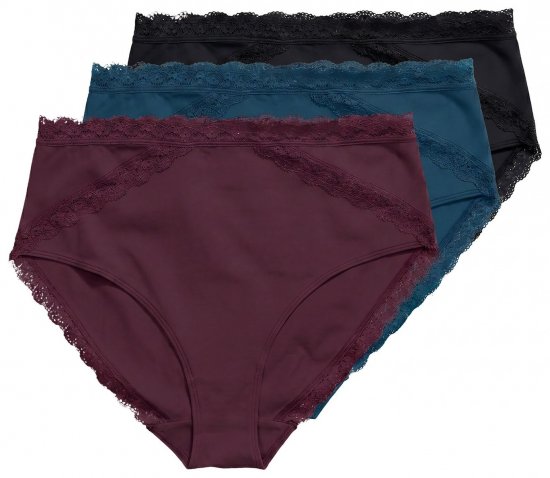 Ulla Popken 848803 Culottes en dentelle lot de 3 Bordeaux - Culottes - 