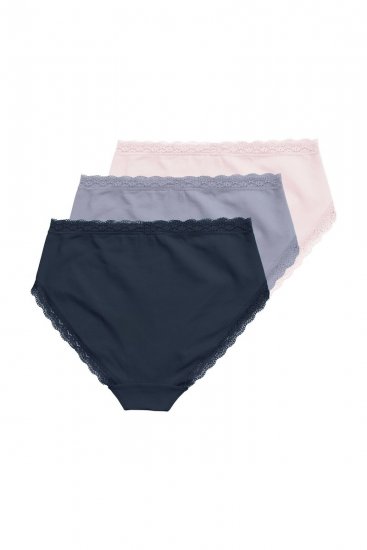 Ulla Popken 848803 Culottes en dentelle lot de 3 Bleu clair - Culottes - 