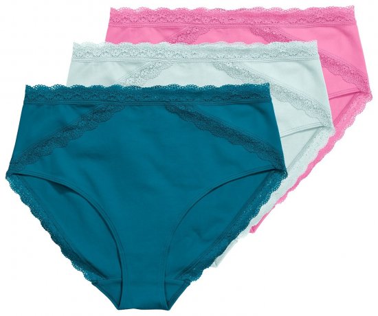 Ulla Popken 848803 Culottes en dentelle lot de 3 Pétrole - Culottes - 