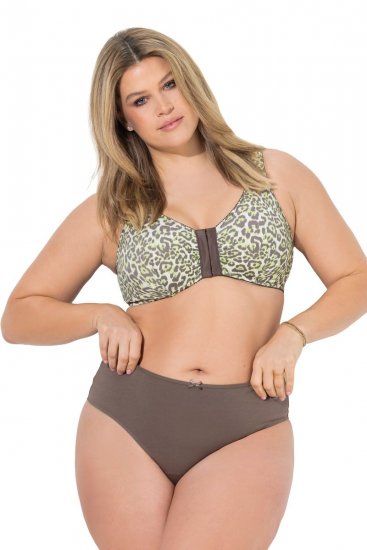 Ulla Popken 848826 Strings à imprimé animal lot de 3 Taupe - Culottes - 