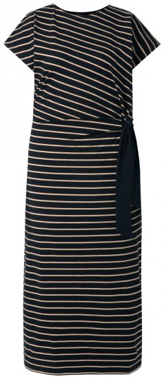 Ulla Popken 848921 Robe en jersey rayée à ceinture à nouer Noir - Robes maxi - Robes longues pour femmes rondes