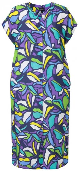 Ulla Popken 848980 Robe chemise fleurie Lilas - Robes midi - Robes mi-longues pour femmes rondes