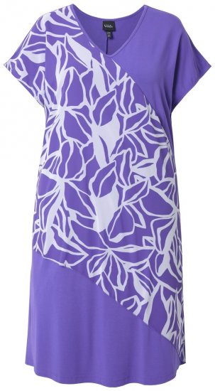 Ulla Popken 849033 Robe en mousseline imprimée Lilas - Robes - Des robes dans toutes les tailles