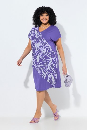 Ulla Popken 849033 Robe en mousseline imprimée Lilas - Robes - Des robes dans toutes les tailles