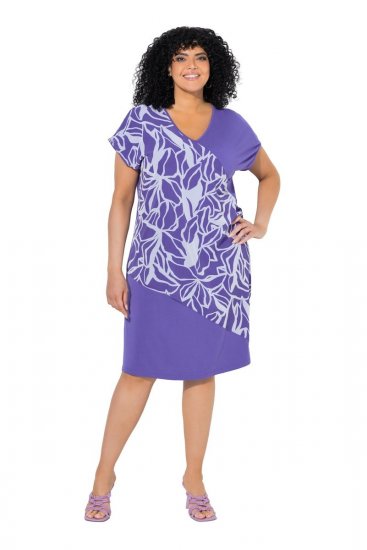 Ulla Popken 849033 Robe en mousseline imprimée Lilas - Robes - Des robes dans toutes les tailles