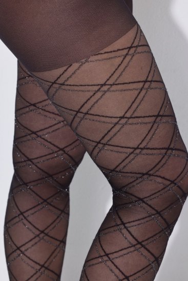 Ulla Popken 849049 Collant à rayures 40 den Noir - Collants & chaussettes - 