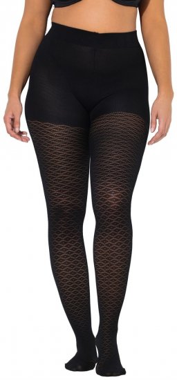 Ulla Popken 849050 Collant à carreaux Noir - Collants & chaussettes - 