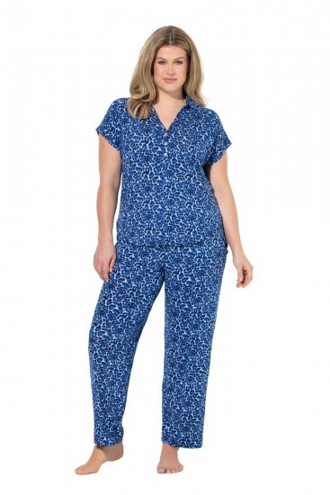 Ulla Popken 849144 Pyjama à imprimé animal Bleu marine - Pyjamas/vêtements de détente - 