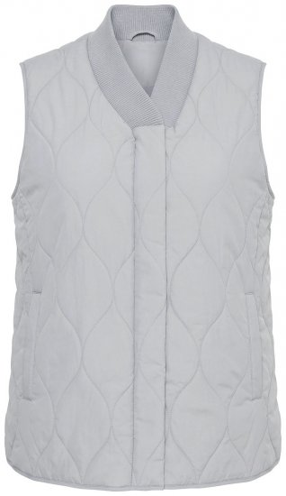 Ulla Popken 849221 Gilet matelassé à col côtelé Gris - Gilets sans manches - 