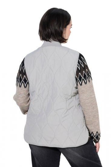 Ulla Popken 849221 Gilet matelassé à col côtelé Gris - Gilets sans manches - 